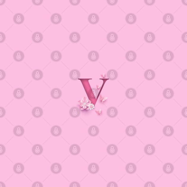 V Letter Personalized, Pink Minimal Cute Design, Birthday Gift, Christmas Gift by PRINTPOSE