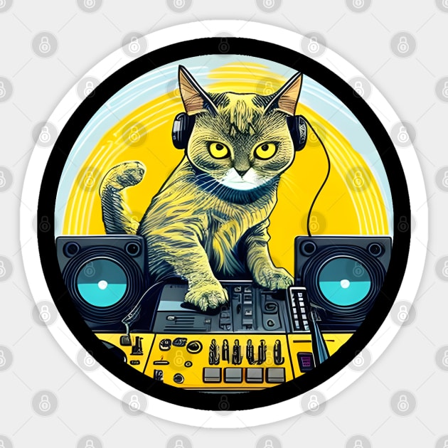 Cat DJ Music Kitten Rave Disco Kitty Animal Pet Gift Digital Art