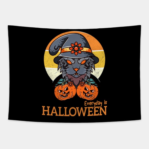 everyday is halloween scary cat Tapestry by karimydesign