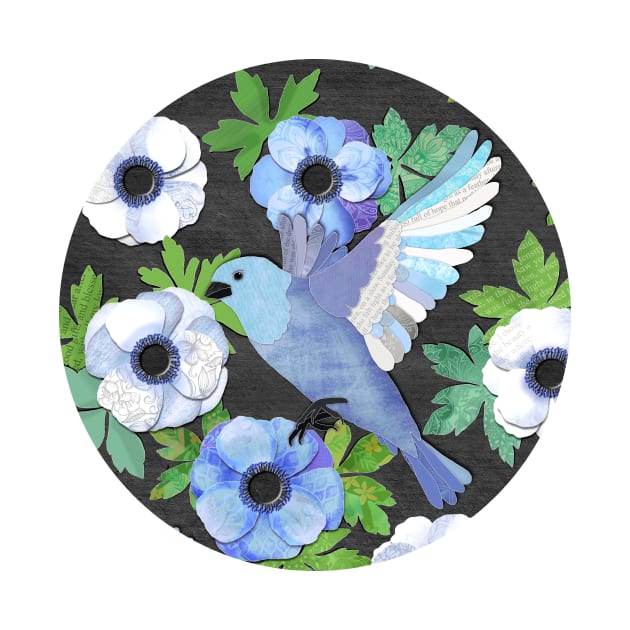 Blue Bird & Anemone Art Print by micklyn