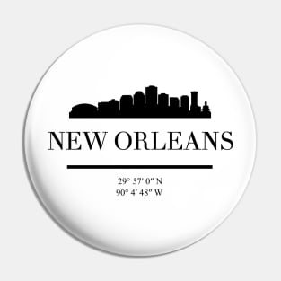 NEW ORLEANS LOUISIANA BLACK SILHOUETTE SKYLINE ART Pin