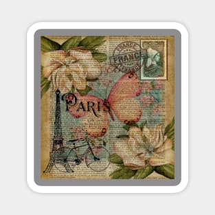 Paris post card print Magnet