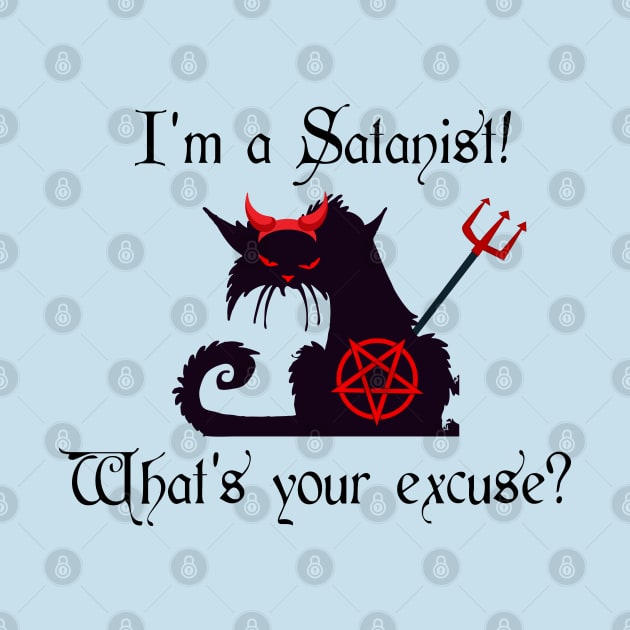 I'm a Satanist! What's your excuse? Cute Cat with Devil Horns by TraditionalWitchGifts