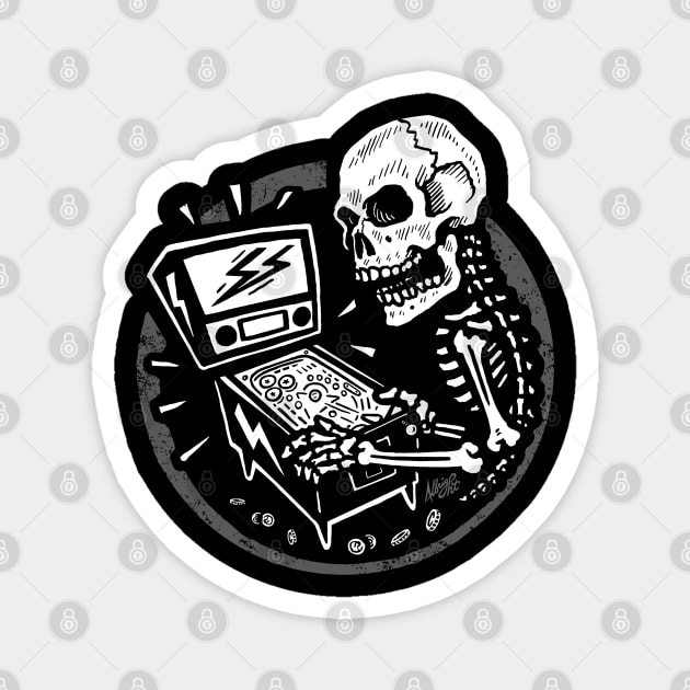 Skeletal When Lit - Pinball Playing Skull Magnet by BradAlbright