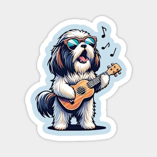 Dog Playing Guitar Singing Shih Tzu Funny Shih Tzu Grandma Magnet