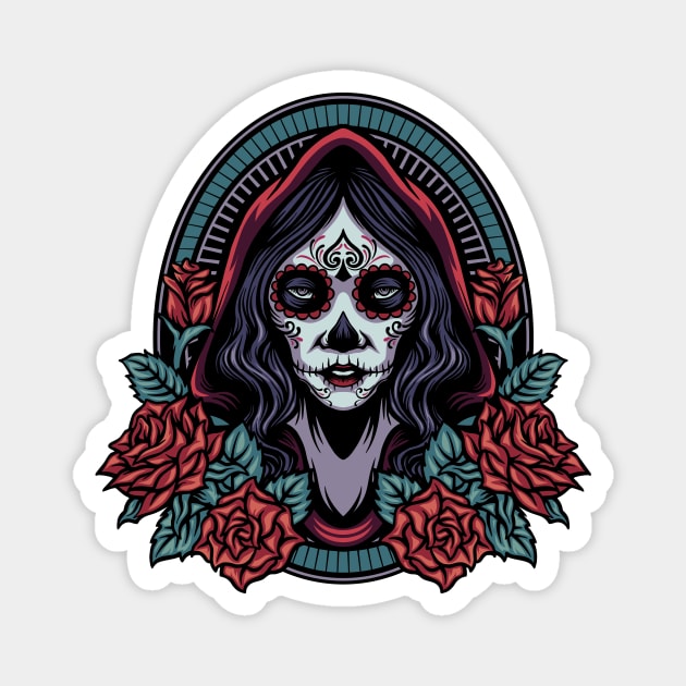 Dia de los Muertos Woman with Roses Magnet by SLAG_Creative