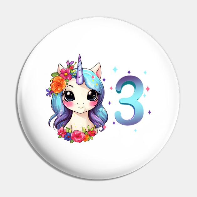 I am 3 with unicorn - girl birthday 3 years old Pin by Modern Medieval Design