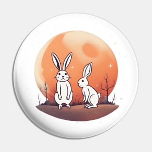 Moon and two Rabbits Pin