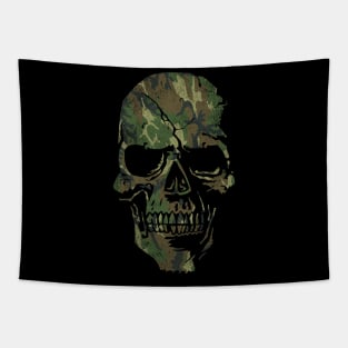 Skull Graphic - Cool Badass Distressed Art - Camo Green Tapestry