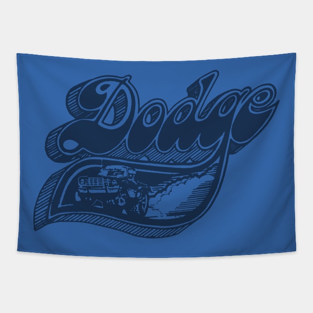 Vintage Dodge Pick-Up Art (Ghost on Blue) Tapestry by jepegdesign