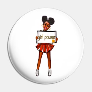 Girl power black anime manga girl cheerleader with cute dimples Afro hair in puffs, brown eyes and dark brown skin side profile. Hair love ! Pin