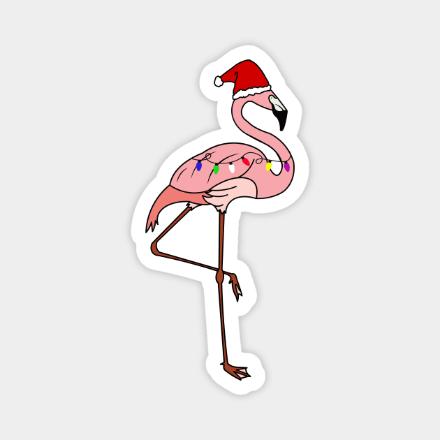 Tropical Christmas Lights Santa Pink Flamingo Magnet by charlescheshire