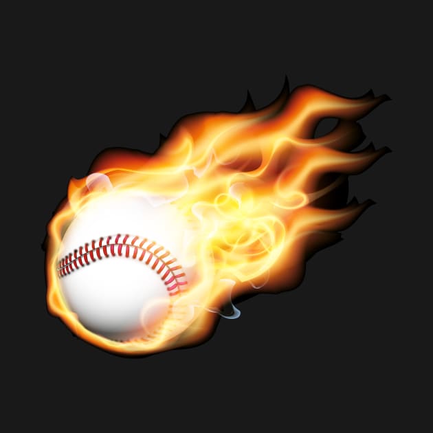 Baseball in flames T-Shirt by Party_Peeps