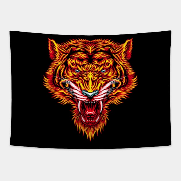 TIGER ANGRY Tapestry by scallywag studio