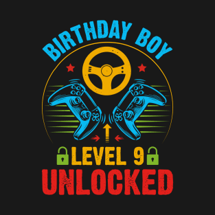 Birthday Boy Level 9 Unlocked Gamer Birthday T-Shirt