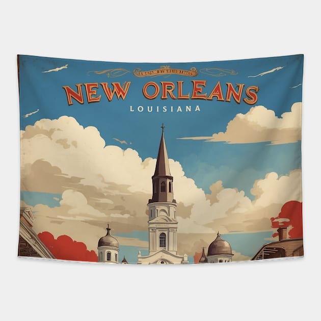 New Orleans Louisiana United States of America Tourism Vintage Poster Tapestry by TravelersGems
