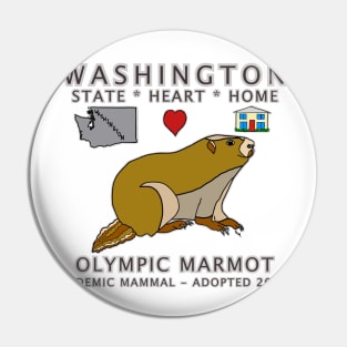 Washington - Olympic Marmot - State, Heart, Home - state symbols Pin