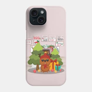 Cute owl celebrates Christmas eve Phone Case