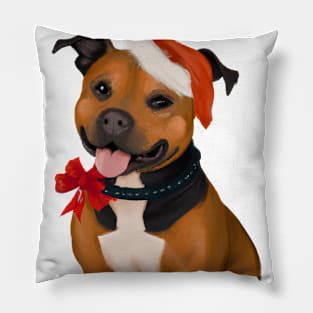 Cute Staffordshire Bull Terrier Drawing Pillow