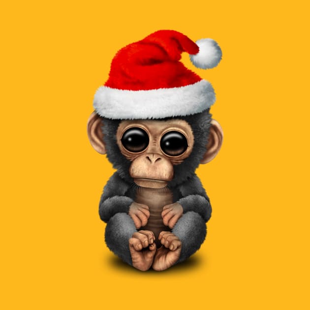 Baby Chimp Wearing a Santa Hat by jeffbartels