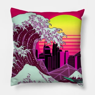 The Great RetroWave off Kanagawa Pillow