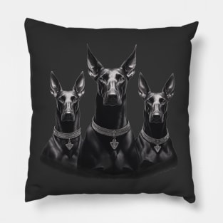 Three black dobermans Pillow