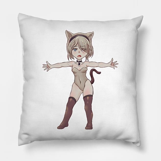 Chibi CatGirl 2B - Nier Automata Pillow by UpstageBunion