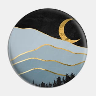 Gold landscape with moon #8 Pin