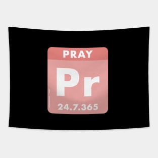 Pray 24/7/365 the hope element, white text pink background Tapestry