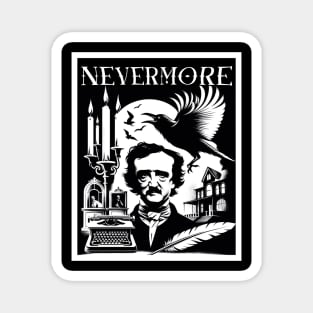 Nevermore - Edgar Allan Poe and the Raven - Goth Style Magnet