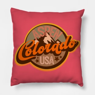 Aspen Colorado Vintage eighties badge Pillow