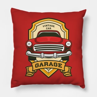 Vintage Car Garage Badge Pillow