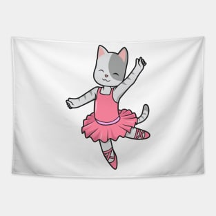 Cartoon cat dances ballet - ballerina Tapestry