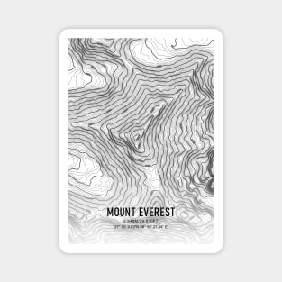 Mount Everest Topographic Map White and Black Magnet