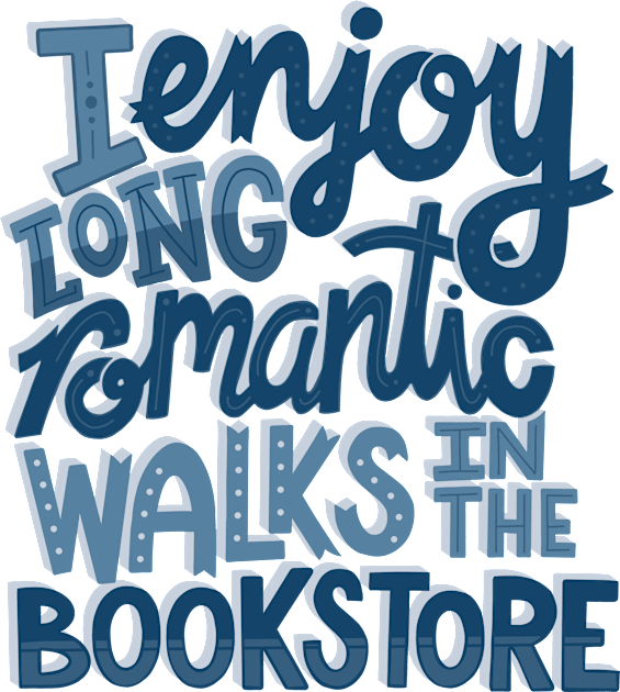 Bookstore Romance in Blue Kids T-Shirt by KitCronk