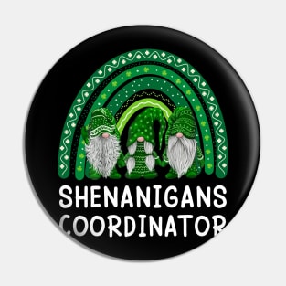 Shenanigans Coordinator Gnomies Rainbow Shamrock St Patricks Day Pin