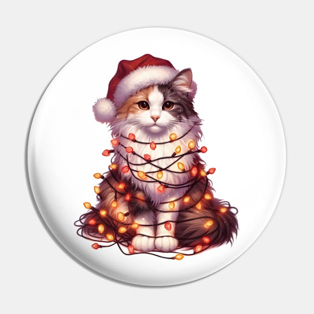 Christmas Turkish Van Cat Pin by Chromatic Fusion Studio