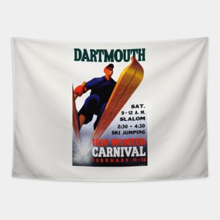 Dartmouth Winter Carnival 1938 Vintage Poster Tapestry