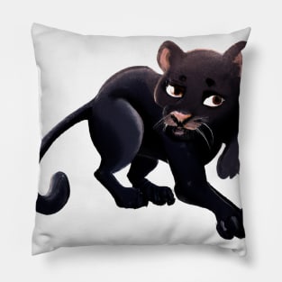 Cute Black Panther Drawing Pillow