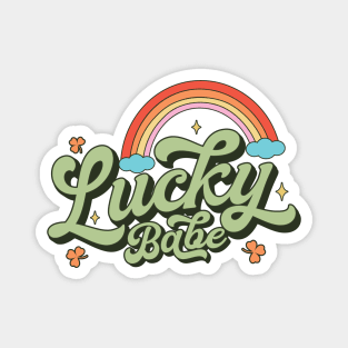 Retro Lucky Babe Rainbow St Patricks Day Magnet