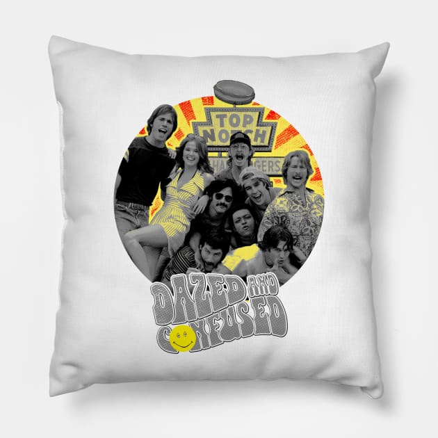 Retro Vintage Dazed and Confused Grey Pillow by Yakarsin