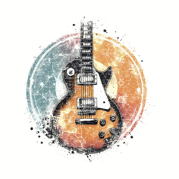 Vintage Guitar Paint Splash Graphic Tee | Vintage Guitar Enthusiast by Mad Monkey Creations