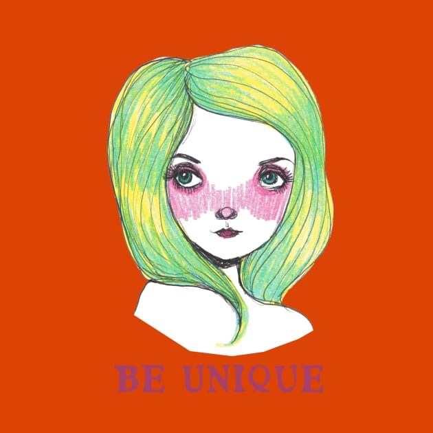 Be Unique: Pretty Green Haired Girl by Tessa McSorley