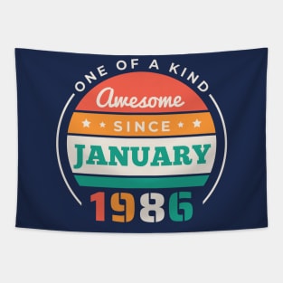 Retro Awesome Since January 1986 Birthday Vintage Bday 1986 Tapestry