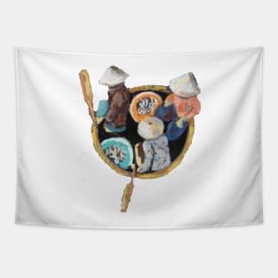 Chinese fishing round boat Tapestry