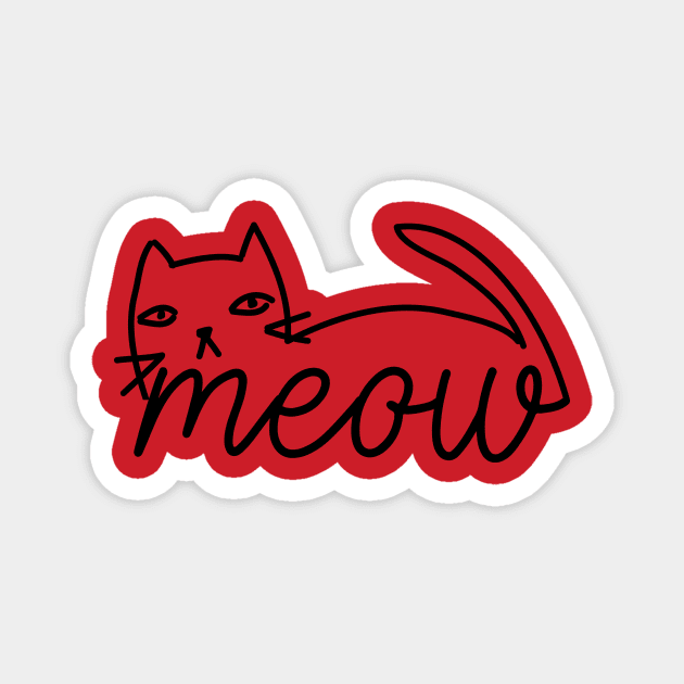 Meow Doodle Cat Drawing Magnet by The WYLD Tribe