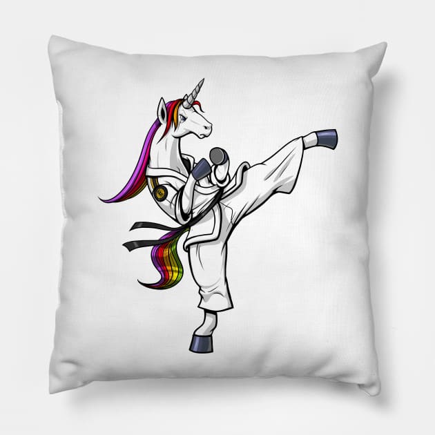 Unicorn Karate Pillow by underheaven