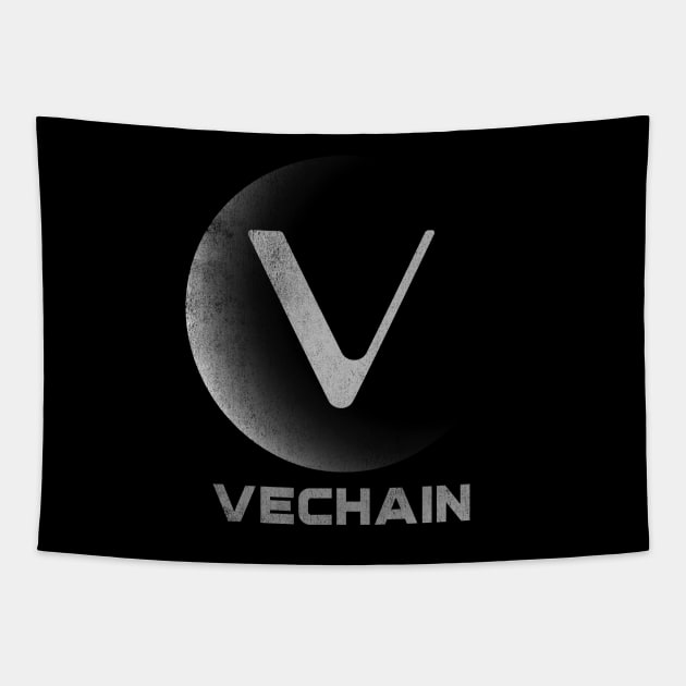 Vintage Vechain VET Coin To The Moon Crypto Token Cryptocurrency Blockchain Wallet Birthday Gift For Men Women Kids Tapestry by Thingking About