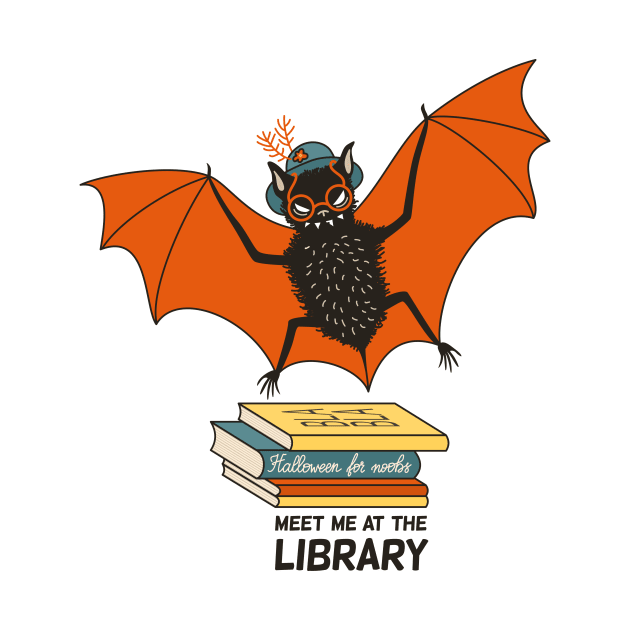 Funny librarian bat book lover by Boriana Giormova