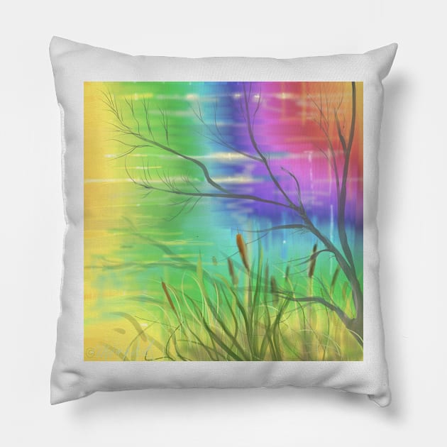 Colour bulrush view Pillow by Stufnthat